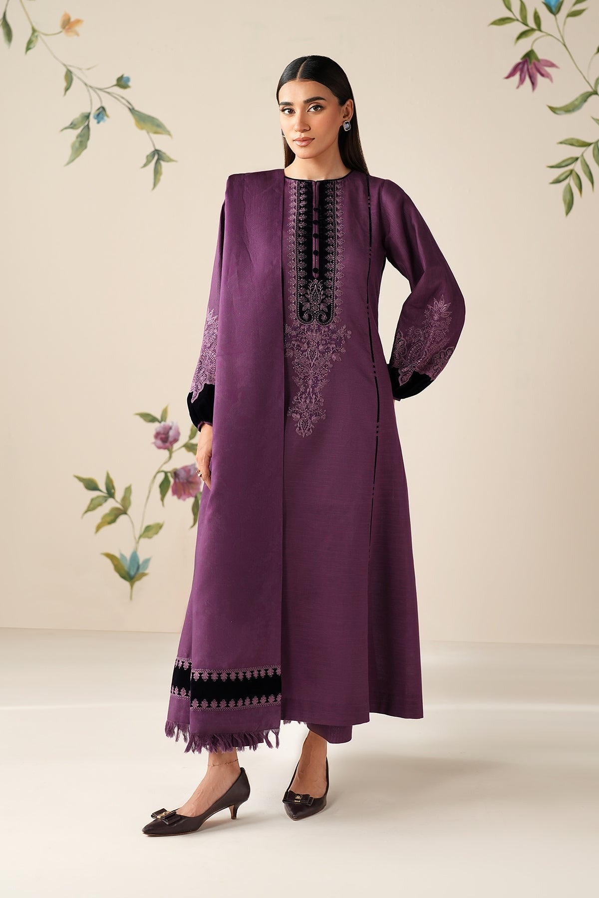 BAROQUE | PRET | EMBROIDERED KHADDAR PR-1194