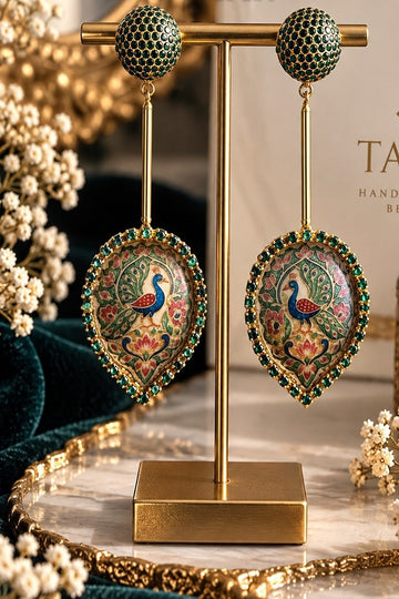 HS | EARRINGS | PEACOCK MINIATURE EARRINGS | GREEN