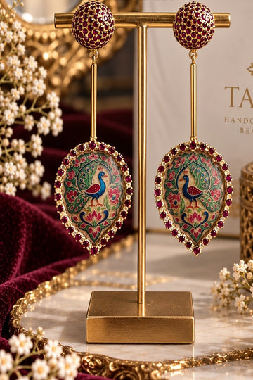 HS | EARRINGS | PEACOCK MINIATURE EARRINGS | MAROON