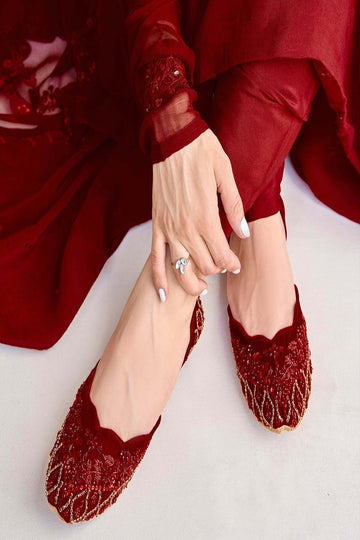 DAZZLE | KHUSSA SHOES | PEARL ICE (RED)