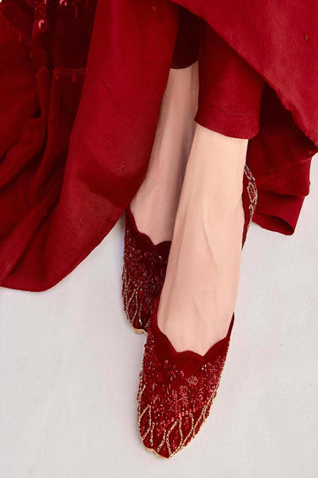 DAZZLE | KHUSSA SHOES | PEARL ICE (RED)