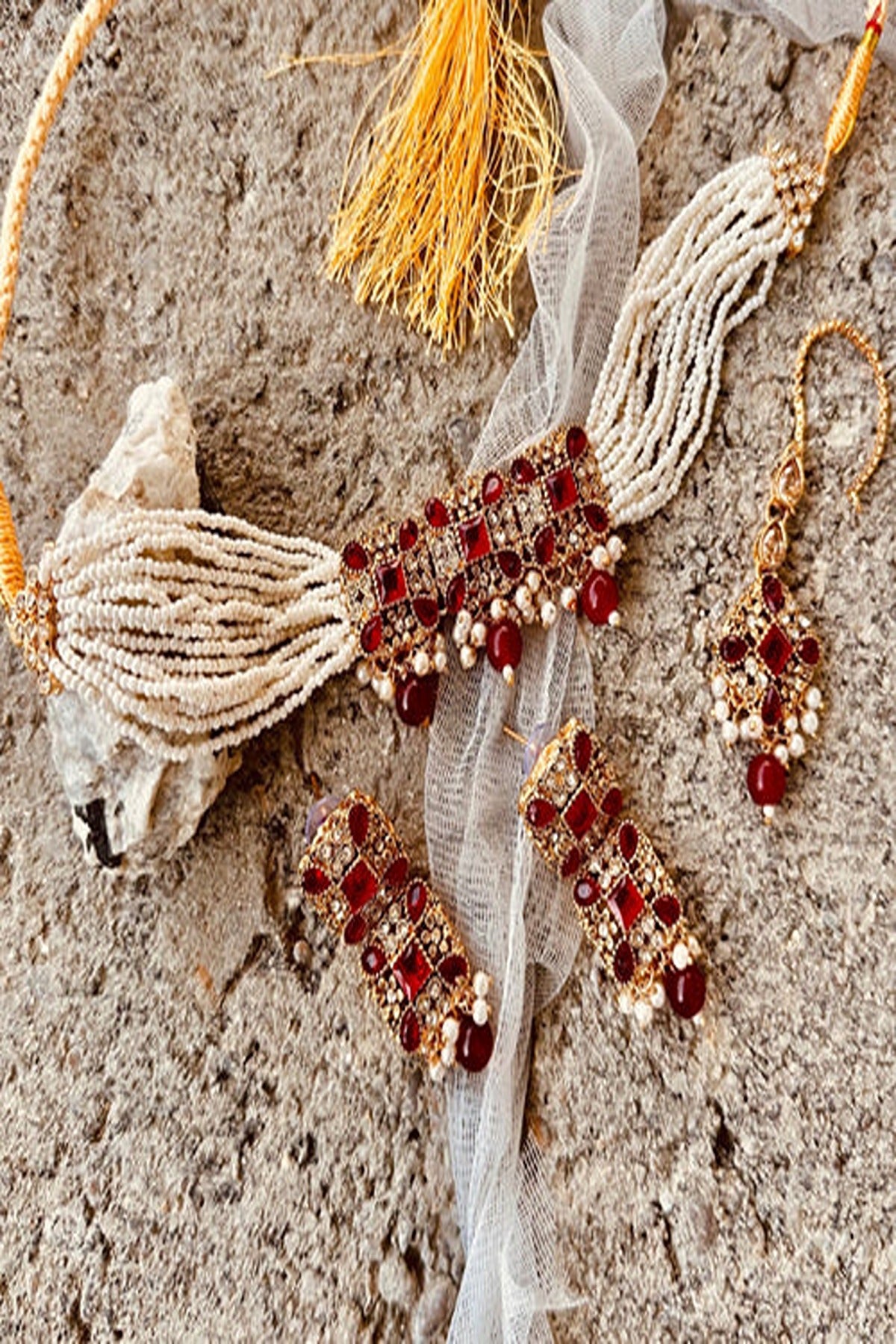 KOH-E-GEM | JEWELLERY | PEARL WHISPER CHOKER - MAROON