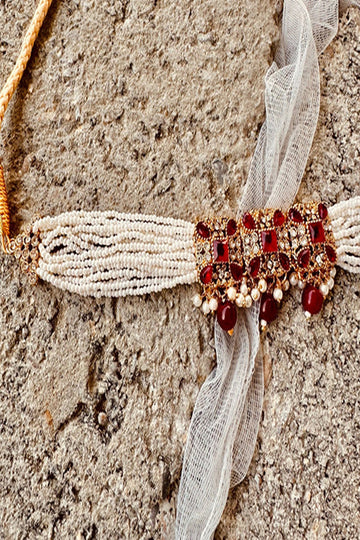 KOH-E-GEM | JEWELLERY | PEARL WHISPER CHOKER - MAROON