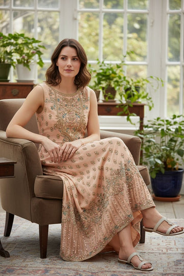 HAFSAH|SANA - PEACH SILK ENSEMBLE  - AVAILABLE IN ALL COLORS