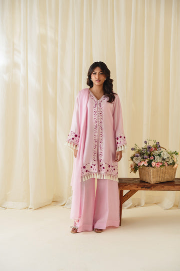 AZAARE BY HAMZA | POWDER PINK SUIT