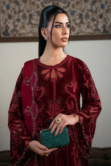FAIZA FAISAL | SOLENE - LUXURY VELVETS | ROUGE | 3PC