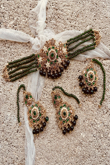 KOH-E-GEM | JEWELLERY | REINA – BOLD ELEGANT CHOKER (GREEN)