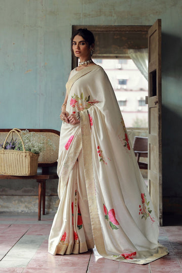 MANTO | ROOP (LUMINOUS GRACE) - BEIGE & PINK SAREE
