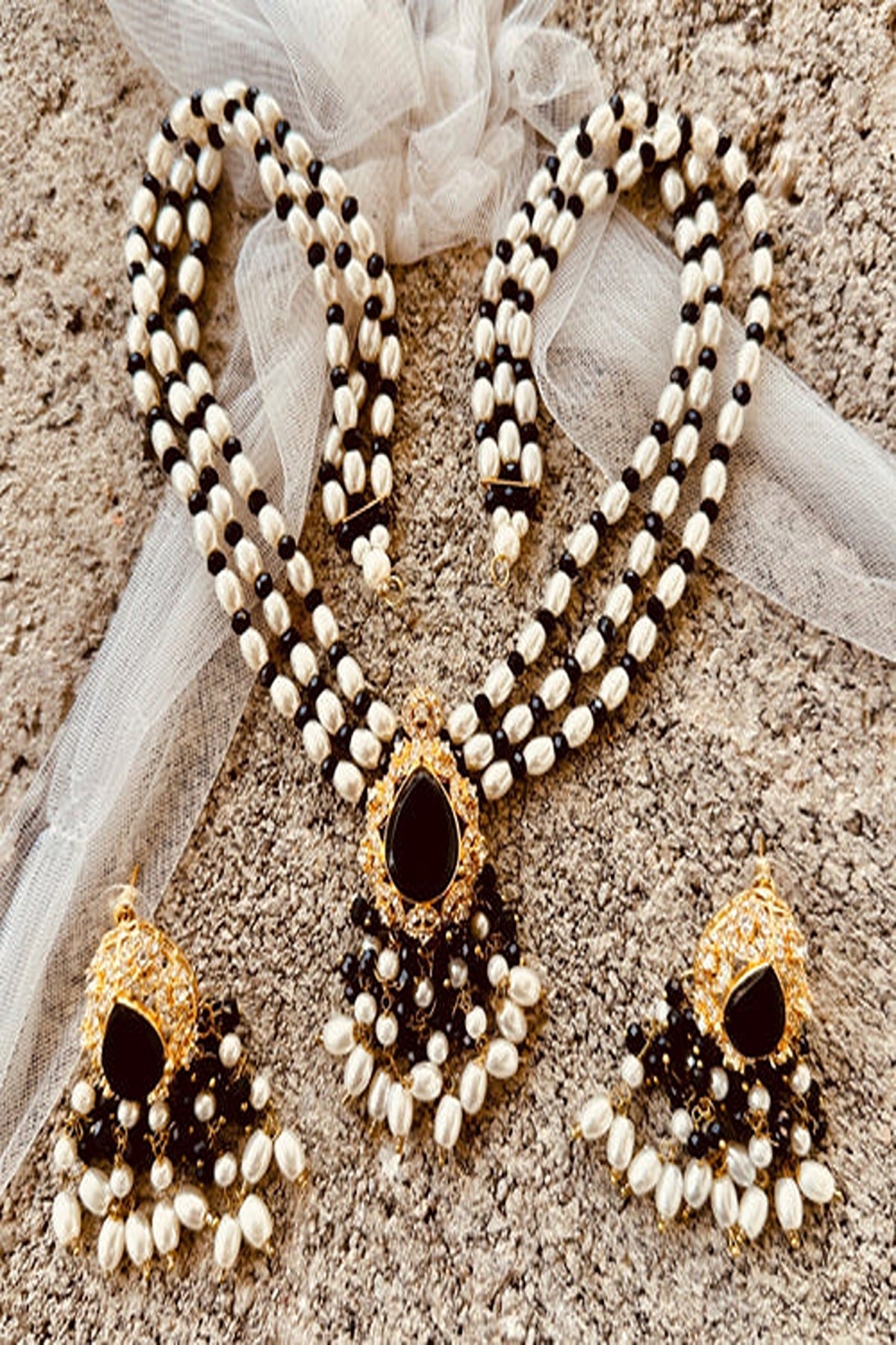 KOH-E-GEM | JEWELLERY | ROYAL ALLURE MALA SET - BLACK