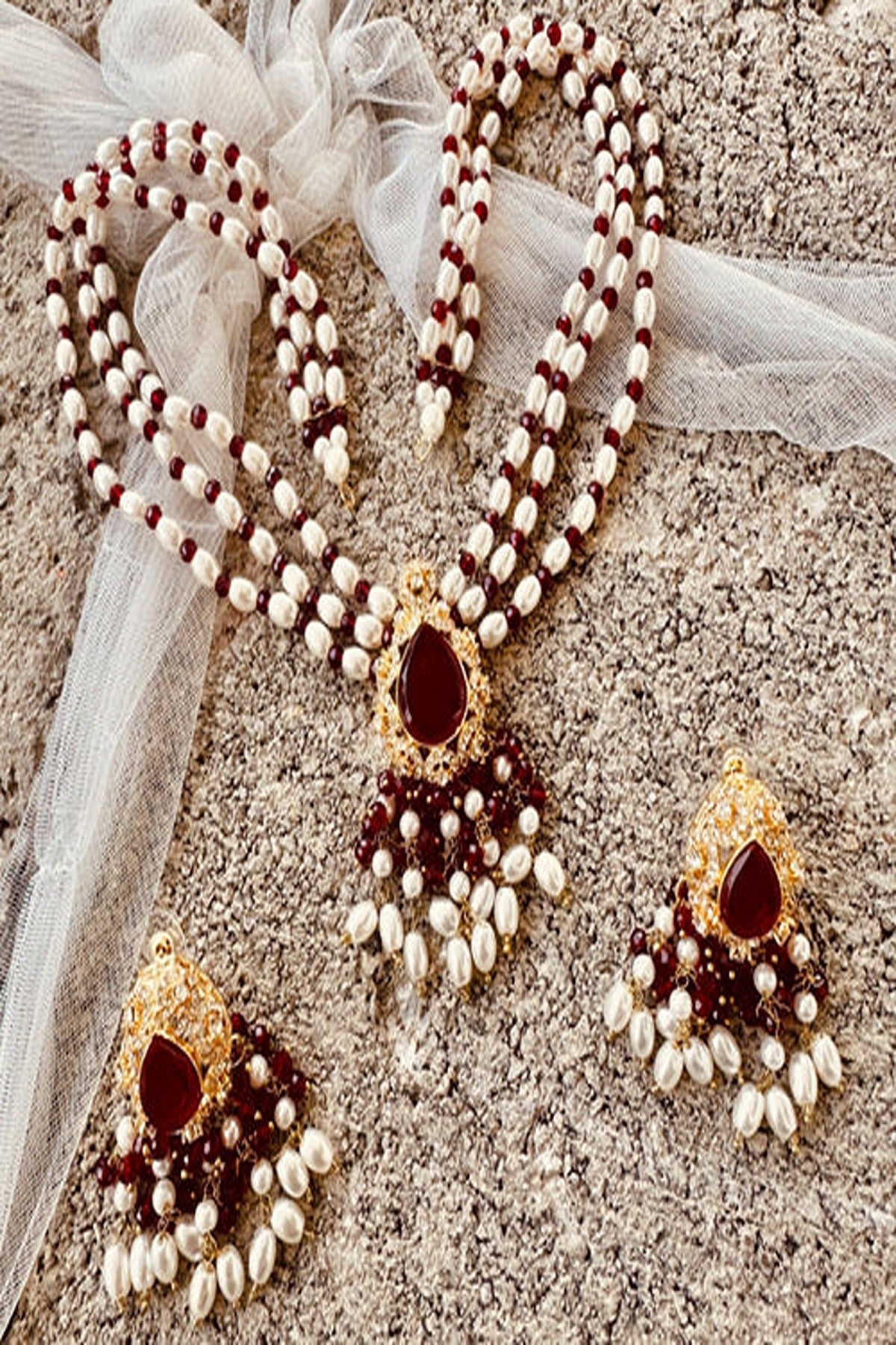 KOH-E-GEM | JEWELLERY | ROYAL ALLURE MALA SET - MAROON