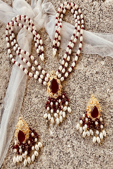 KOH-E-GEM | JEWELLERY | ROYAL ALLURE MALA SET - MAROON