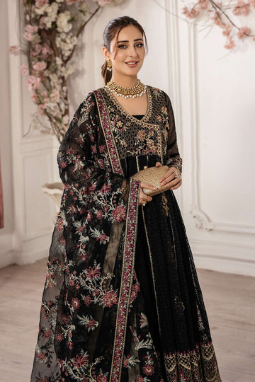 MARIA B | LUXURY FORMALS | 3 PIECE EMBROIDERED ORGANZA SUIT | SF-EA25-01-BLACK