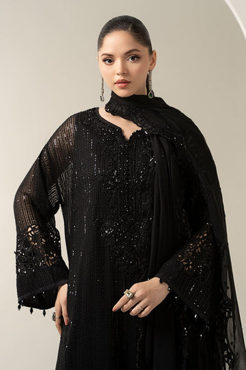 MARIA B | LUXURY FORMALS | 3 PIECE EMBROIDERED CHIFFON SUIT | SF-EA25-03-BLACK