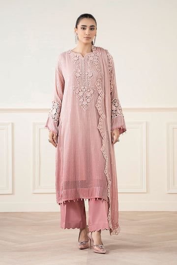 MARIA B | LUXURY FORMALS | 3 PIECE EMBROIDERED CHIFFON SUIT | SF-EA25-03-PINK