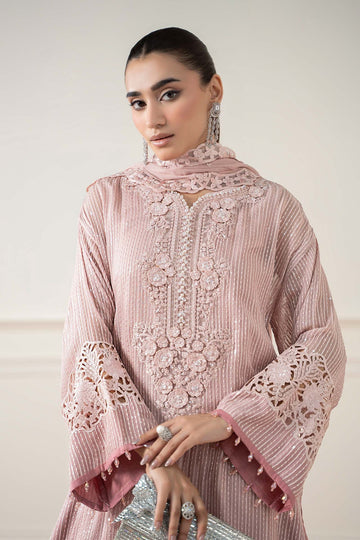 MARIA B | LUXURY FORMALS | 3 PIECE EMBROIDERED CHIFFON SUIT | SF-EA25-03-PINK