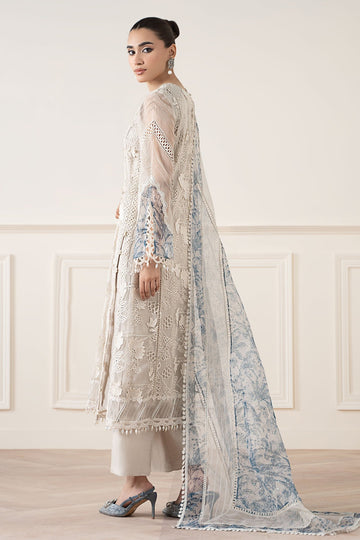 MARIA B | LUXURY FORMALS | 3 PIECE EMBROIDERED ORGANZA SUIT | SF-EA25-05-OFF WHITE