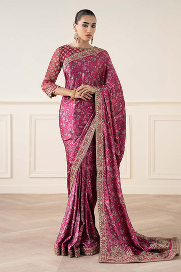 MARIA B | LUXURY FORMALS | EMBROIDERED SILK SAREE | SF-EA25-12-PINK