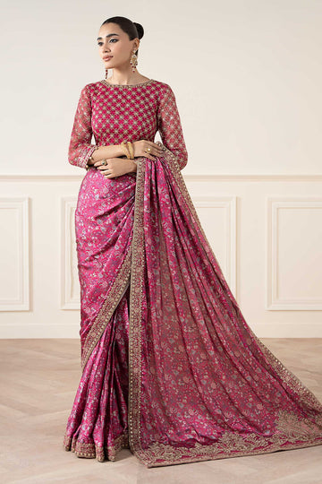 MARIA B | LUXURY FORMALS | EMBROIDERED SILK SAREE | SF-EA25-12-PINK