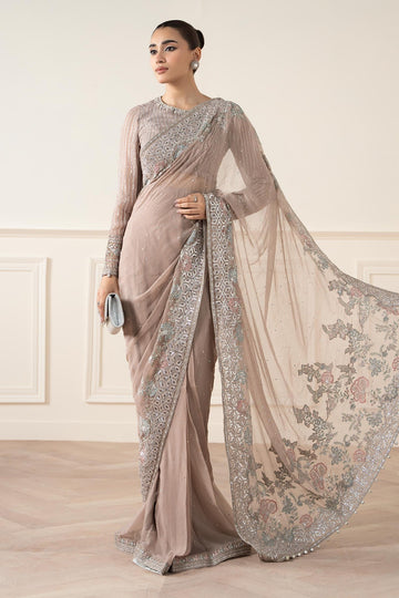 MARIA B | LUXURY FORMALS | EMBROIDERED CHIFFON SAREE | SF-EA25-13-GREY