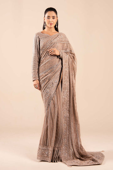 MARIA B | LUXURY FORMALS | EMBROIDERED NET SAREE | SF-EA25-17-GREY