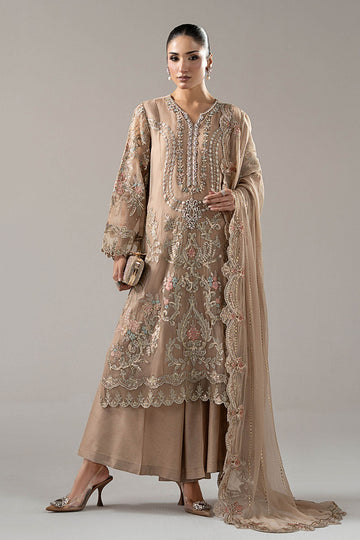 MARIA B | LUXURY FORMALS PRE-FALL | 3 PIECE EMBROIDERED CHIFFON SUIT | SF-EA25-18R1-SKIN