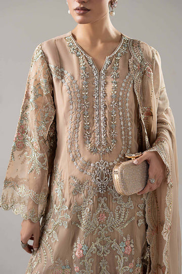 MARIA B | LUXURY FORMALS PRE-FALL | 3 PIECE EMBROIDERED CHIFFON SUIT | SF-EA25-18R1-SKIN