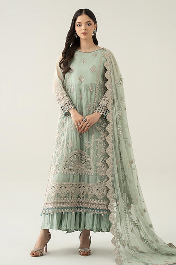 MARIA B | LUXURY FORMALS | 3 PIECE EMBROIDERED ORGANZA SUIT | SF-EA25-22-SEA GREEN