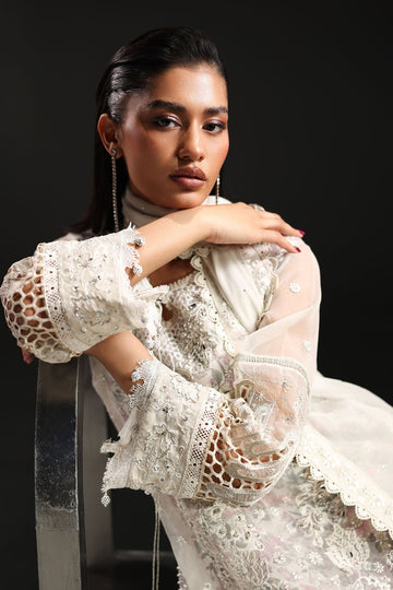 MARIA B | EID COLLECTION FORMALS | 3 PIECE EMBROIDERED ORGANZA SUIT | SF-EA26-11-OFF WHITE