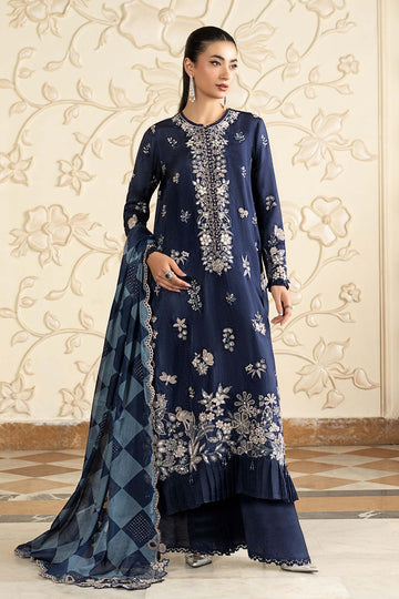 MARIA B | LUXURY FORMALS PRE-FALL | 3 PIECE EMBROIDERED TISSUE SILK SUIT | SF-EA26-12-BLUE