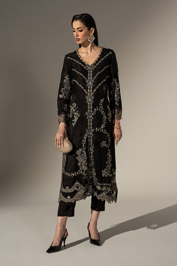 MARIA B | LUXURY FORMALS | 2 PIECE EMBROIDERED TISSUE SILK SUIT | SF-EA26-17-BLACK