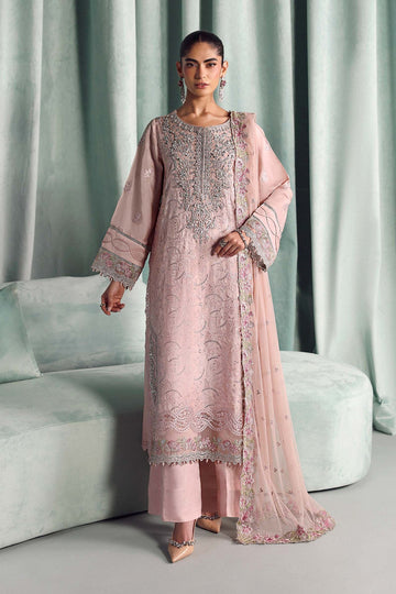 MARIA B | LUXURY FORMALS PRE-FALL | 3 PIECE EMBROIDERED TISSUE SILK SUIT | SF-EA26-37-PINK