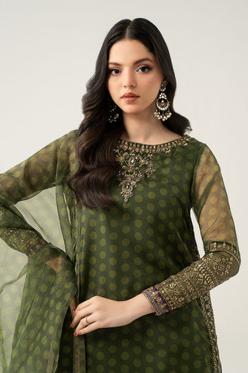 MARIA B | LUXURY FORMALS | 3 PIECE EMBROIDERED SUIT | SF-EF23-08R1-GREEN
