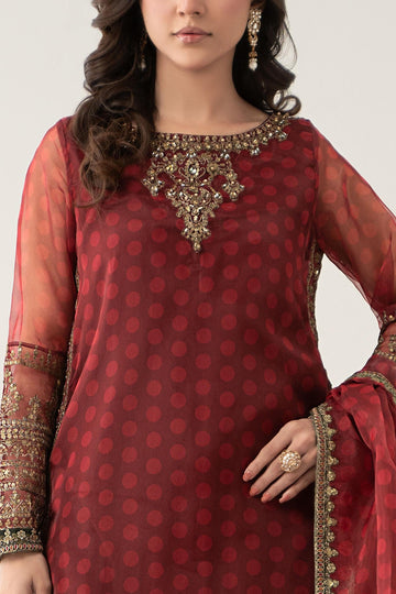 MARIA B | LUXURY FORMALS | 3 PIECE EMBROIDERED SUIT | SF-EF23-08R1-MAROON