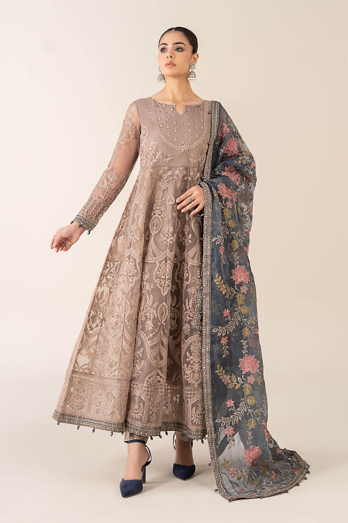 MARIA B | LUXURY FORMALS | 3 PIECE EMBROIDERED SUIT | SF-EF23-09R1-GREY