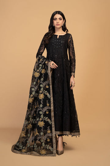 MARIA B | LUXURY FORMALS | 3 PIECE EMBROIDERED SUIT | SF-EF23-09R1-BLACK