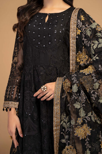 MARIA B | LUXURY FORMALS | 3 PIECE EMBROIDERED SUIT | SF-EF23-09R1-BLACK