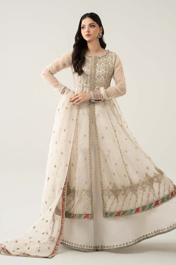 MARIA B | LUXURY FORMALS | 3 PIECE EMBROIDERED SUIT | SF-EF23-16R1-OFF WHITE
