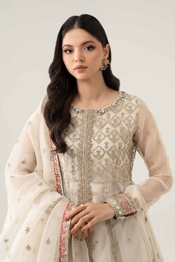 MARIA B | LUXURY FORMALS | 3 PIECE EMBROIDERED SUIT | SF-EF23-16R1-OFF WHITE