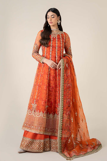 MARIA B | LUXURY FORMALS | 3 PIECE EMBROIDERED ORGANZA SUIT | SF-EF25-03-ORANGE