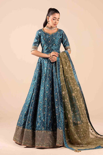 MARIA B | LUXURY FORMALS | 3 PIECE EMBROIDERED RAW SILK SUIT | SF-EF25-11-TEAL