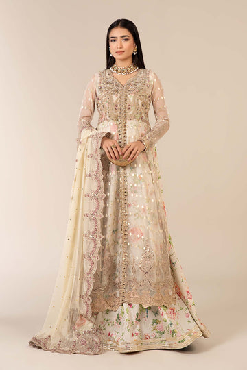 MARIA B | LUXURY FORMALS | 3 PIECE EMBROIDERED ORGANZA SUIT | SF-EF25-37-OFF WHITE