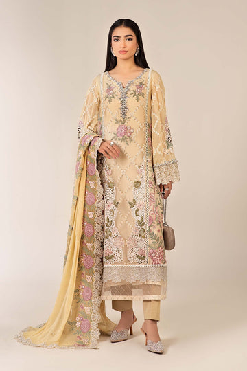 MARIA B | LUXURY FORMALS | 3 PIECE EMBROIDERED CHIFFON SUIT | SF-EF25-41-YELLOW