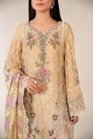 MARIA B | LUXURY FORMALS | 3 PIECE EMBROIDERED CHIFFON SUIT | SF-EF25-41-YELLOW