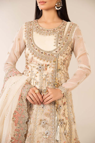 MARIA B | LUXURY FORMALS | 3 PIECE EMBROIDERED ORGANZA SUIT | SF-EF25-64-OFF WHITE