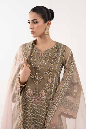 MARIA B | EID COLLECTION FORMALS | 3 PIECE EMBROIDERED ORGANZA SUIT | SF-EF26-10-COFFEE