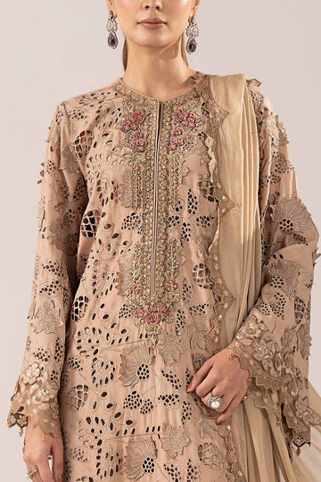 MARIA B | EID COLLECTION FORMALS | 3 PIECE EMBROIDERED RAW SILK SUIT | SF-EF26-16-BEIGE