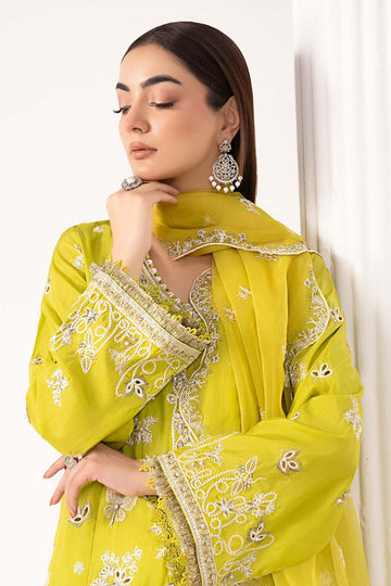 MARIA B | EID COLLECTION FORMALS | 3 PIECE EMBROIDERED RAW SILK SUIT | SF-EF26-19-ACID GREEN
