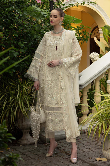 MARIA B | EID COLLECTION FORMALS | 3 PIECE EMBROIDERED ORGANZA SUIT | SF-EF26-21-OFF WHITE
