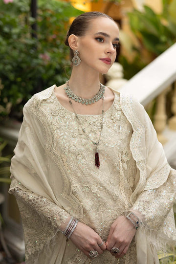 MARIA B | EID COLLECTION FORMALS | 3 PIECE EMBROIDERED ORGANZA SUIT | SF-EF26-21-OFF WHITE