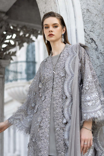 MARIA B | EID COLLECTION FORMALS | 3 PIECE EMBROIDERED ORGANZA SUIT | SF-EF26-25-GREY